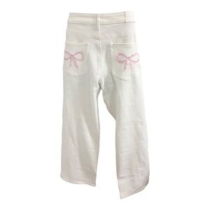 Ashley Mason pink ribbon‎ bow back pocket lucy fit white jeans size 7/28 new